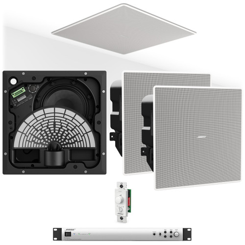 Retail Store Sound System with 4 Bose Professional EdgeMax EM180 Premium In-Ceiling Loudspeakers and IZA 2120-HZ 2-Zone Amplifier