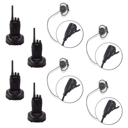 Eartec Scrambler 4-User SC-1000 2-Way Radio System with Loop Lapel PTT Headsets (Discontinued)