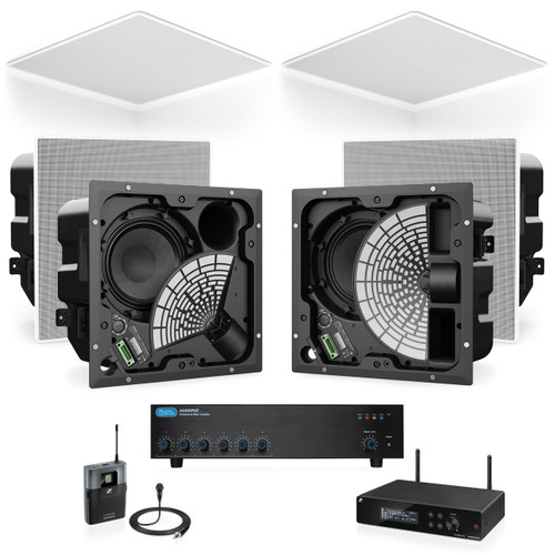 Lecture Hall Sound System 6 Bose Professional EdgeMax Premium In-Ceiling Loudspeakers with AtlasIED Mixer Amplifier and Wireless Microphone