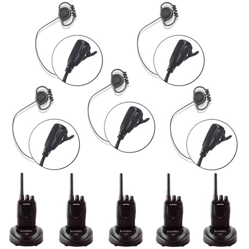 Eartec Scrambler 5-User SC-1000 2-Way Radio System with Loop Lapel PTT Headsets (Discontinued)