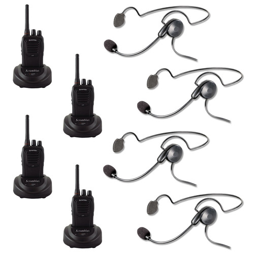 Eartec Scrambler 4-User SC-1000 2-Way Radio System with Cyber Inline PTT Headsets