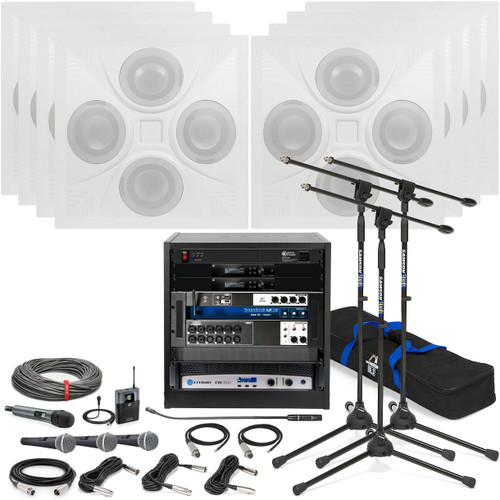 Church Sound System with 8 SD4 Ceiling Speaker Arrays with Soundcraft Ui16 Digital Mixer and Crown CDi 1000 Power Amplifier