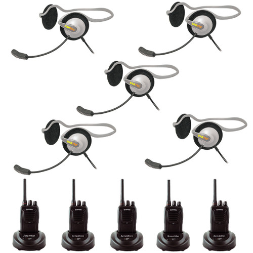 Eartec Scrambler 5-User SC-1000 2-Way Radio System with Monarch Inline PTT Headsets