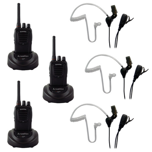 Eartec Scrambler 3-User SC-1000 2-Way Radio System with SST Lapel PTT Headsets