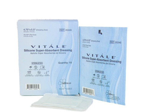Vitale Silicone Super Absorbent Dressing- 4.75 x 5.5 Inch