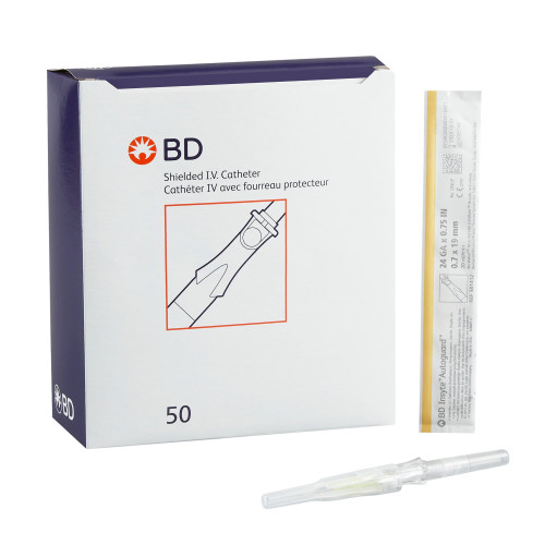BD Shielded IV Catheters- 24G x 3/4 Inch