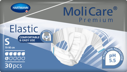 Molicare Brief Adult Unisex Premium Elastic 6D Small Disposable Moderate Absorbency 30/Bg 3Bg/Cs