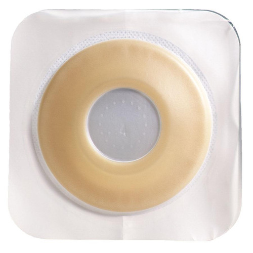 Ostomy Barrier SUR-FIT Natura Precut, Extended Wear Durahesive White Tape 45 mm Flange Hydrocolloid 3/4 Inch Opening 4-1/2 X 4-1/2 Inch 10/bx