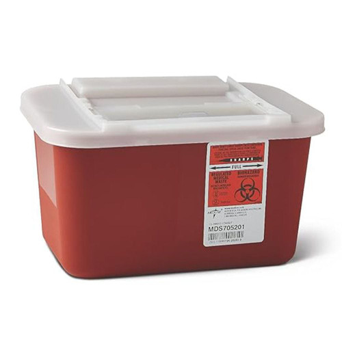 Cardinal Health Sharps-A-Gator Sharps Container with Sliding Lid, 1GAL, Red, 10.5 x 6.25 x 7IN  (32EA/CS)