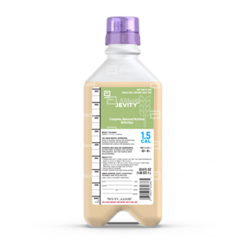 Tube Feeding Formula Jevity 1.5 Cal With Fiber Unflavored Liquid 33.8 oz (1.0L) Bottle Ready To Hang 
8 ea/cs