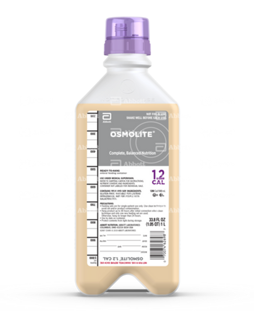 Tube Feeding Formula Osmolite 1.2 Cal Unflavored Liquid 33.8 oz (1.0L) Bottle
Ready To Hang 
8 ea/cs