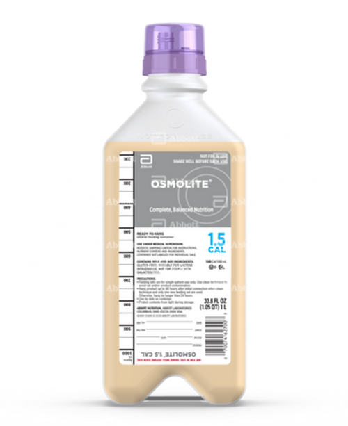 Tube Feeding Formula Osmolite 1.5 Cal Unflavored Liquid 33.8 oz (1.0L) Bottle Ready To Hang  
8 ea/cs