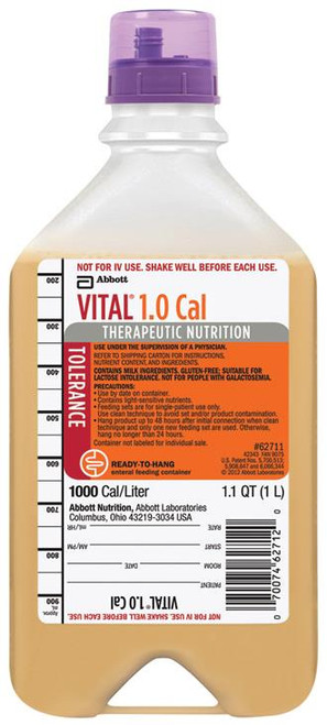 Oral Supplement Vital 1.0 Cal Vanilla Flavor Liquid 33.8 oz (1.0L) Bottle Ready To Hang 8 Per Case