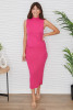 Italian Knit Ribbed Fitted Mid Length -Fuchsia