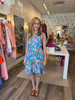 Trim Sleeveless Dress- Tropical Palm