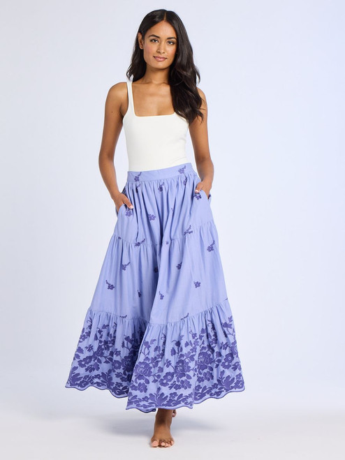 Paola Skirt -Periwinkle Embroidery
