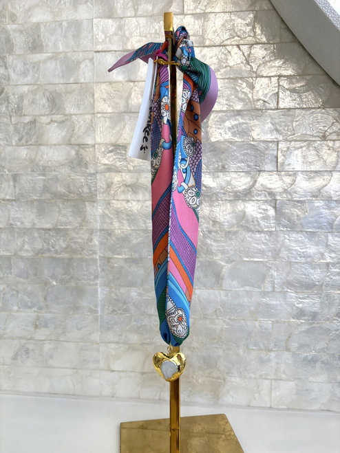Twilly With Heart Pendant -Colorful