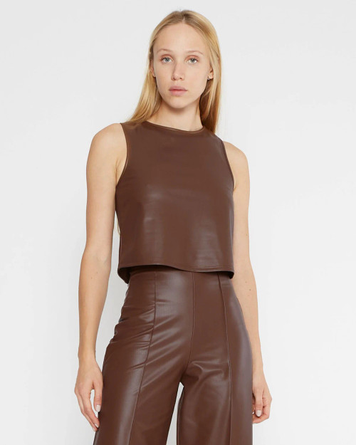 Vegan Leather Tank Top -Chestnut