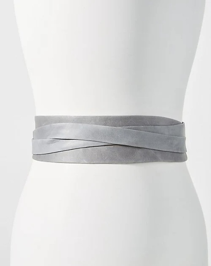 Wrap Leather Belt- Grey