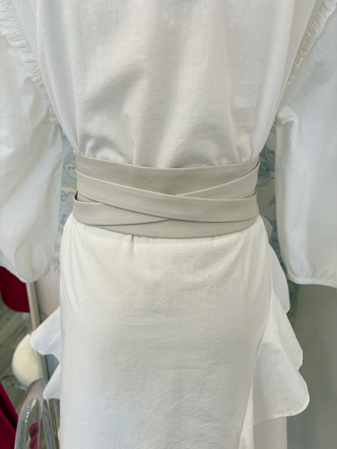 Wrap Leather Belt- Bone/Winter White