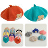 Lovely Kids Knitted with Bear Pattern Fashionable Children Cap Warm