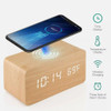 Wooden Digital Alarm Clock with Wireless Phone Charging Pad