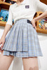 Plaid British High Waist Chic Belted Casual Women Mini Skirts,Spring