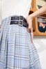 Plaid British High Waist Chic Belted Casual Women Mini Skirts,Spring