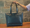 Genuine Leather Tote Bag with Zipper for Women 