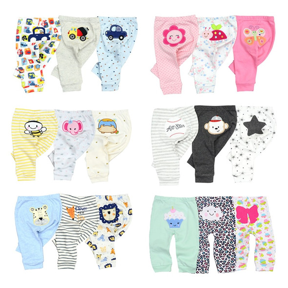 3/4PCS/LOT  Newborn Pants Cartoon four seasons Baby 100%Cotton Soft