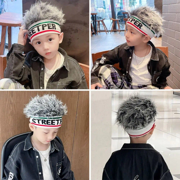 Knitted Kids Wig Hat Portable Elastic Funny Beanies Cap Personality