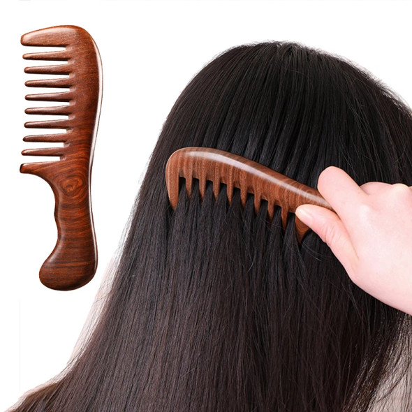 Natural Sandalwood Hair Combs Anti-Static Wooden Comb Massager Long