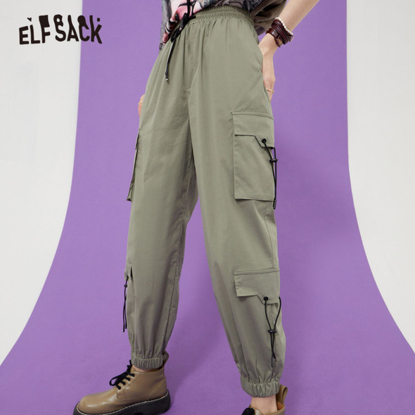 Solid High Waist Straight Casual Women Safari Pants Summer ELF