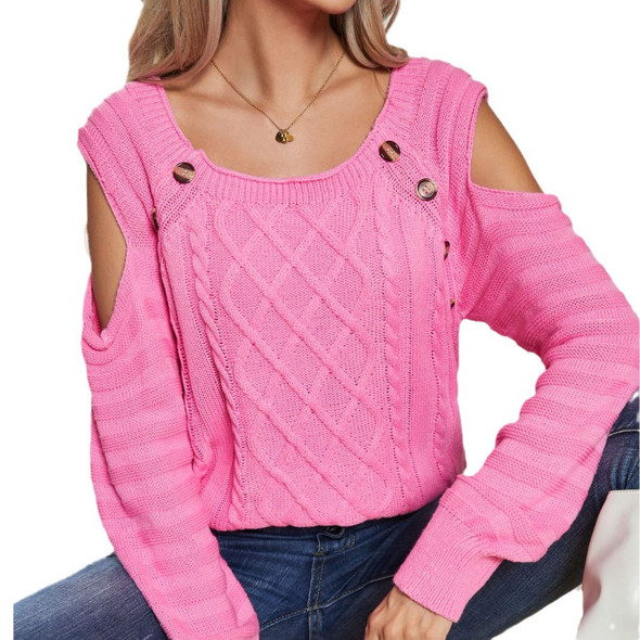 square neck off shoulder long-sleeve twisted sweater