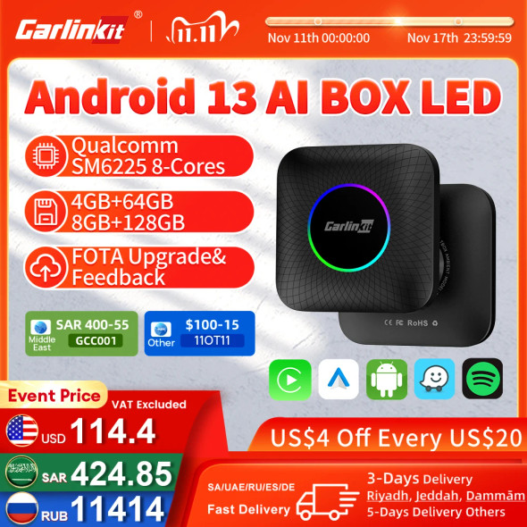 2023 CarlinKit CarPlay AI Box Android 13.0 QCM6225 8-Core Android Auto