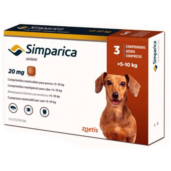 Simparica Chewables Flea & Tick Oral Treatment For Dogs Weighing 5-10