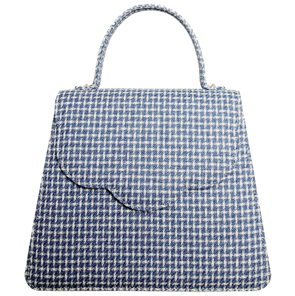 Top Handle Eco Wool Fabric Handbag Blue