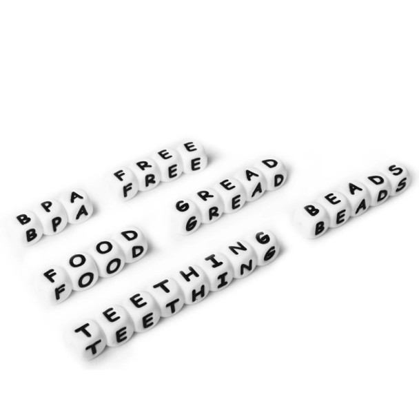 10pcs 12mm Letter Silicone Beads English Alphabe DIY  Beads Silicone