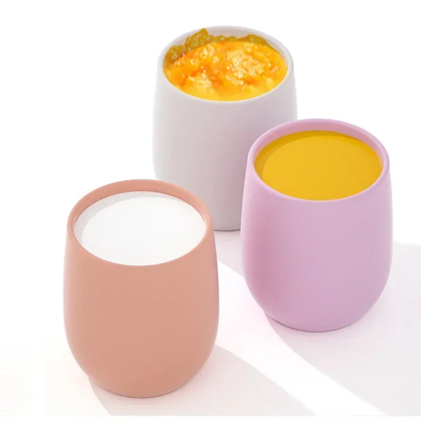 Solid Color Baby Silicone Cup Baby Learn To Drink Kids Feeding Cup