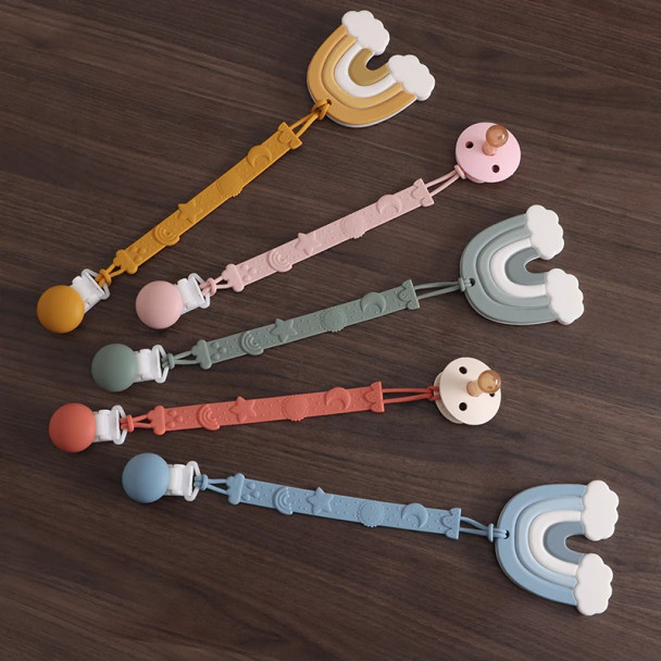 Silicone Pacifier Clips Chain Baby Teething Toys Chew  Dummy Holder