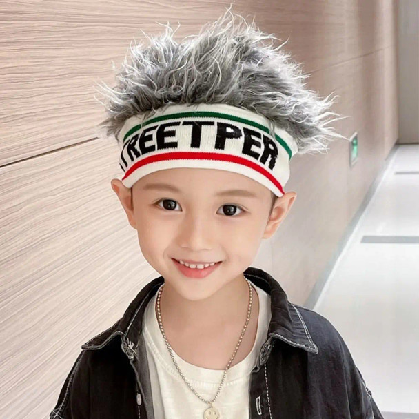 Knitted Kids Wig Hat Portable Elastic Funny Beanies Cap Personality