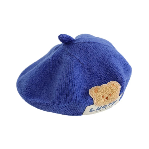 Lovely Kids Knitted with Bear Pattern Fashionable Children Cap Warm