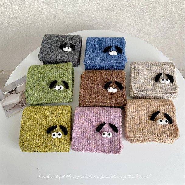 Cartoon Dog Children Woolen Yarn Knit Scarves Winter Warm Soft