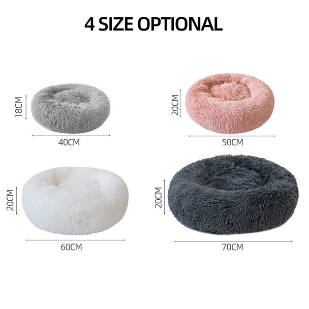 Soft Long Plush Cat Bed House Round Pet Cat Cave