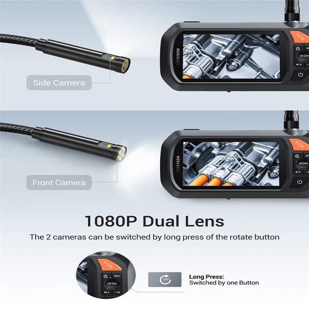 Industrial Borescope 1080P Dual Lens 4.3in IPS Screen Endoscope with 7
