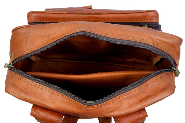 Genuine Leather Backpack  High Capacity Travel Bag Rucksack Day-pack