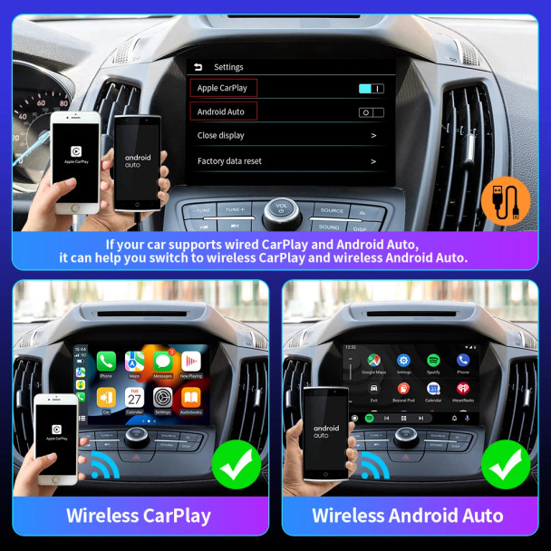 CarAIBOX 2in1 Wireless CarPlay Dongle Wireless Android Auto Box For