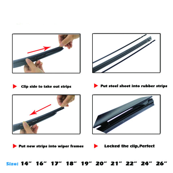 Car Wiper Blade Elastic band Windscreen Vehicle Insert Rubber Strip