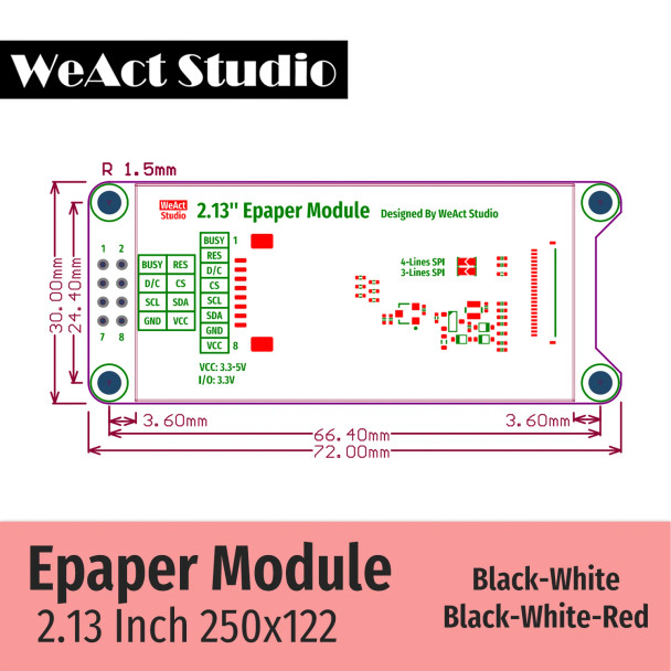 WeAct 2.9'' 2.13" 2.9 2.13 Inch Epaper Module E-paper E-Ink EInk