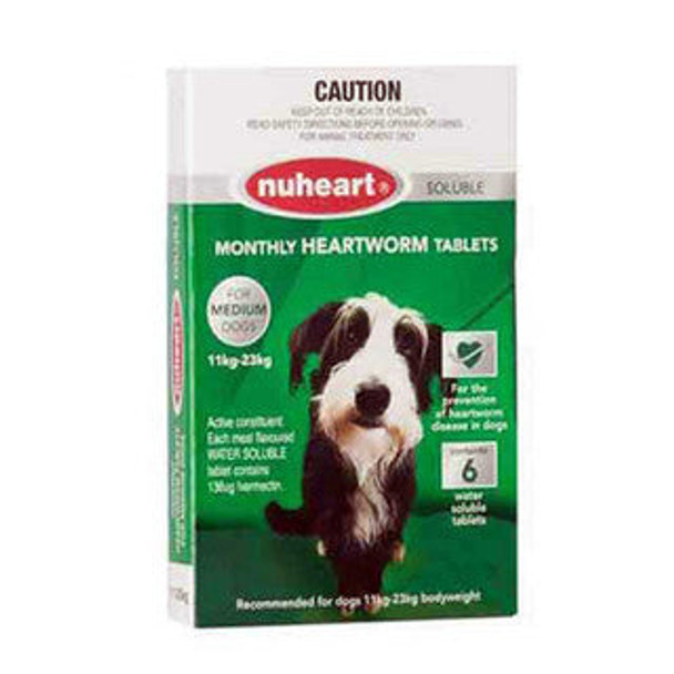 Nuheart Green Heartworm Tablets For Medium Dogs Weighing 11-23 kg (24